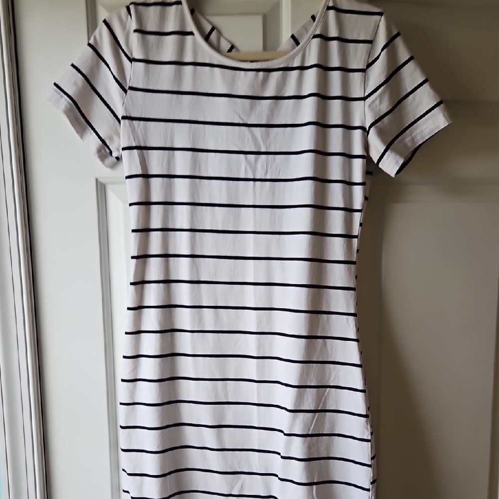 White and Black Striped Dress